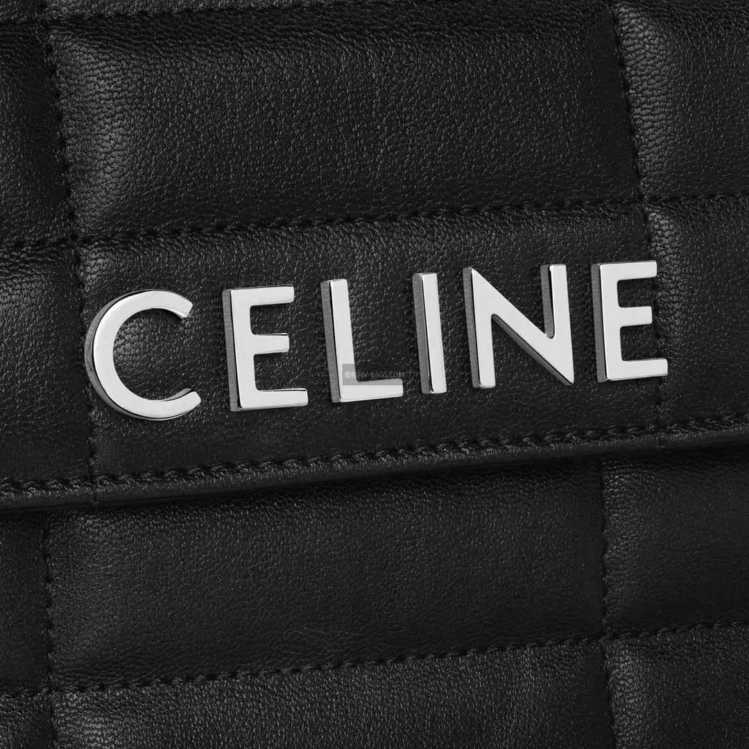 Celine Chain Shoulder Bag Matelasse Monochrome Celine In Quilted Goatskin Black with Silver