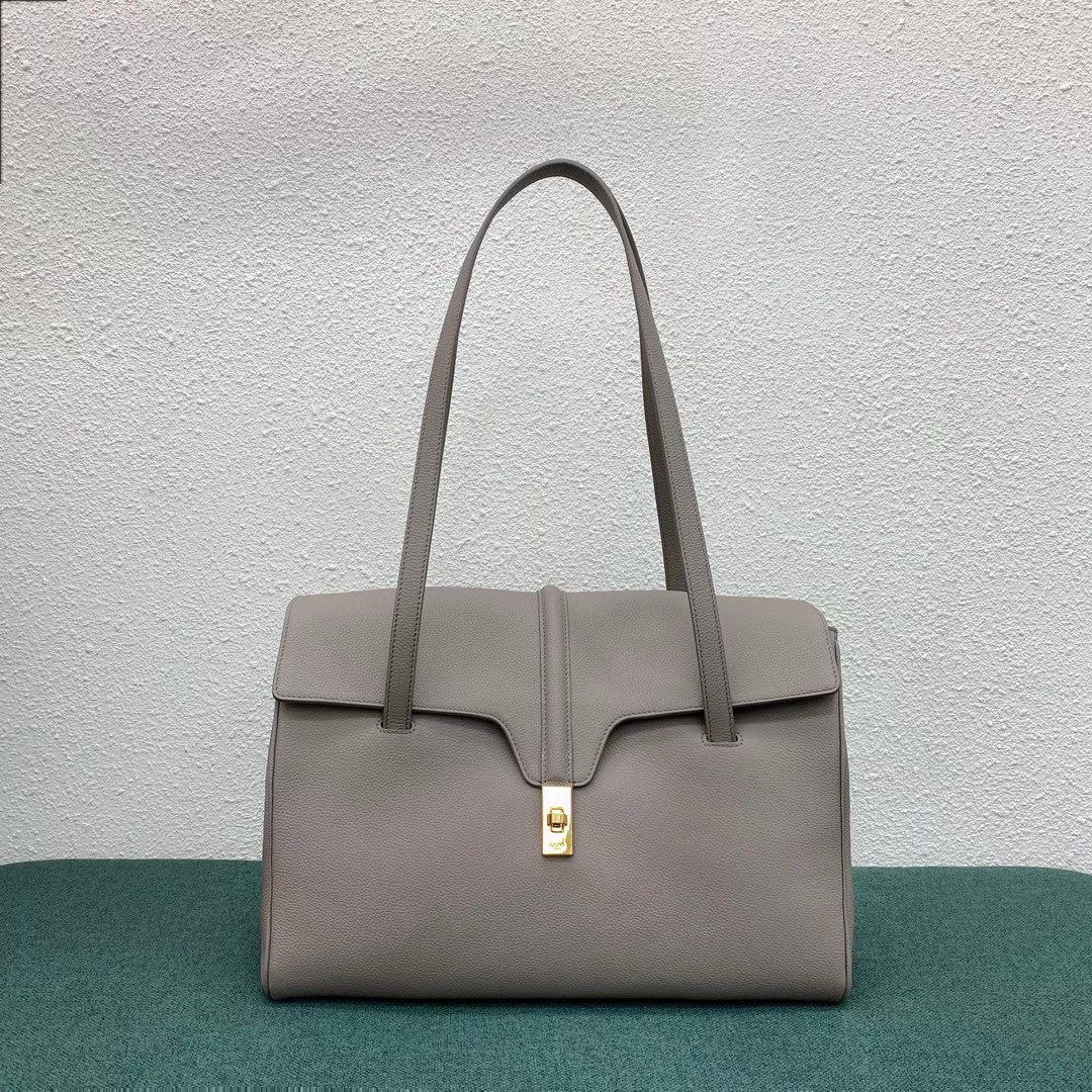 Celine Large Soft 16 Bag In Smooth Calfskin Light Gray