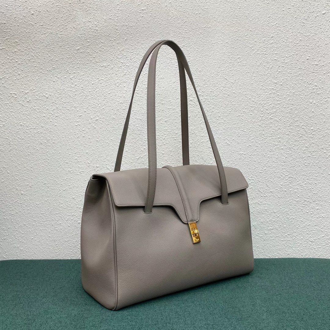 Celine Large Soft 16 Bag In Smooth Calfskin Light Gray