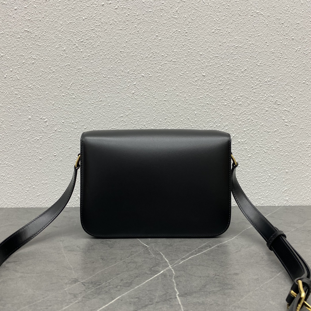 Celine Medium Classique Triomphe Bag In Shiny Calfskin Black