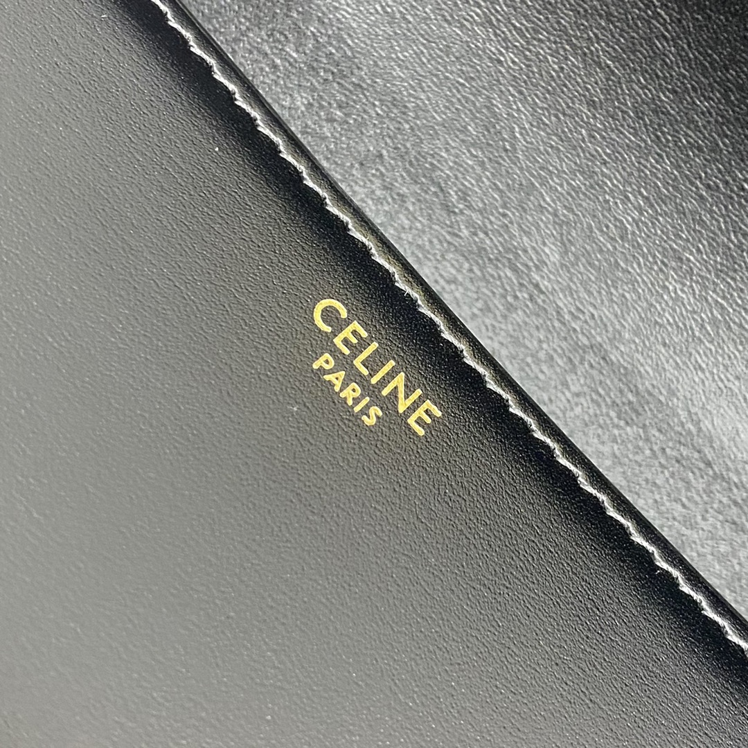 Celine Medium Classique Triomphe Bag In Shiny Calfskin Black