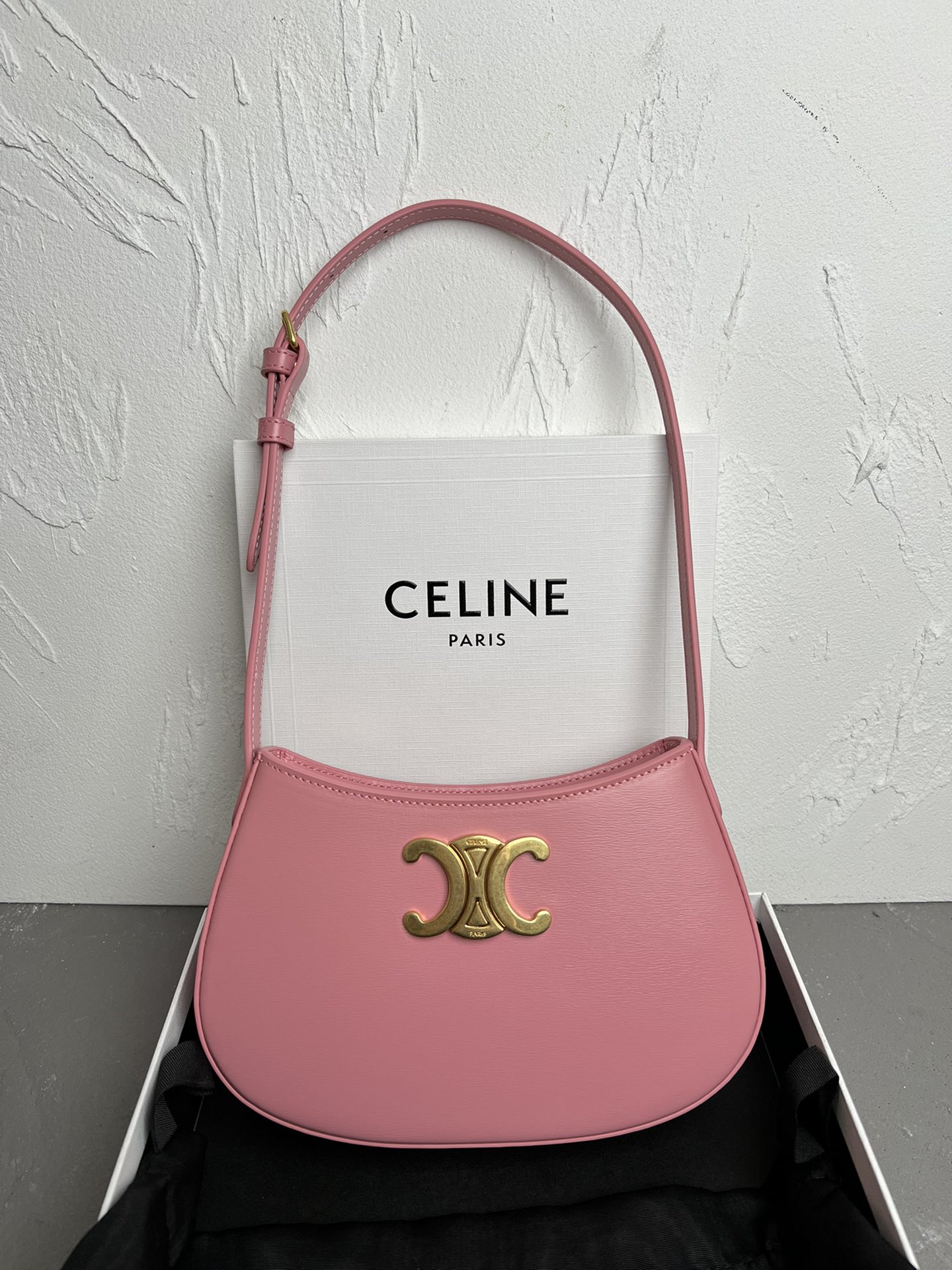 Celine Medium Tilly Bag In Shiny Calfskin Pink