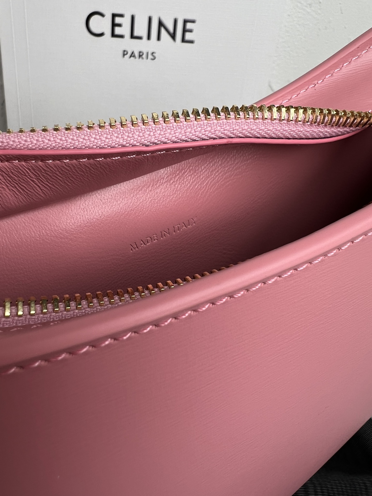 Celine Medium Tilly Bag In Shiny Calfskin Pink