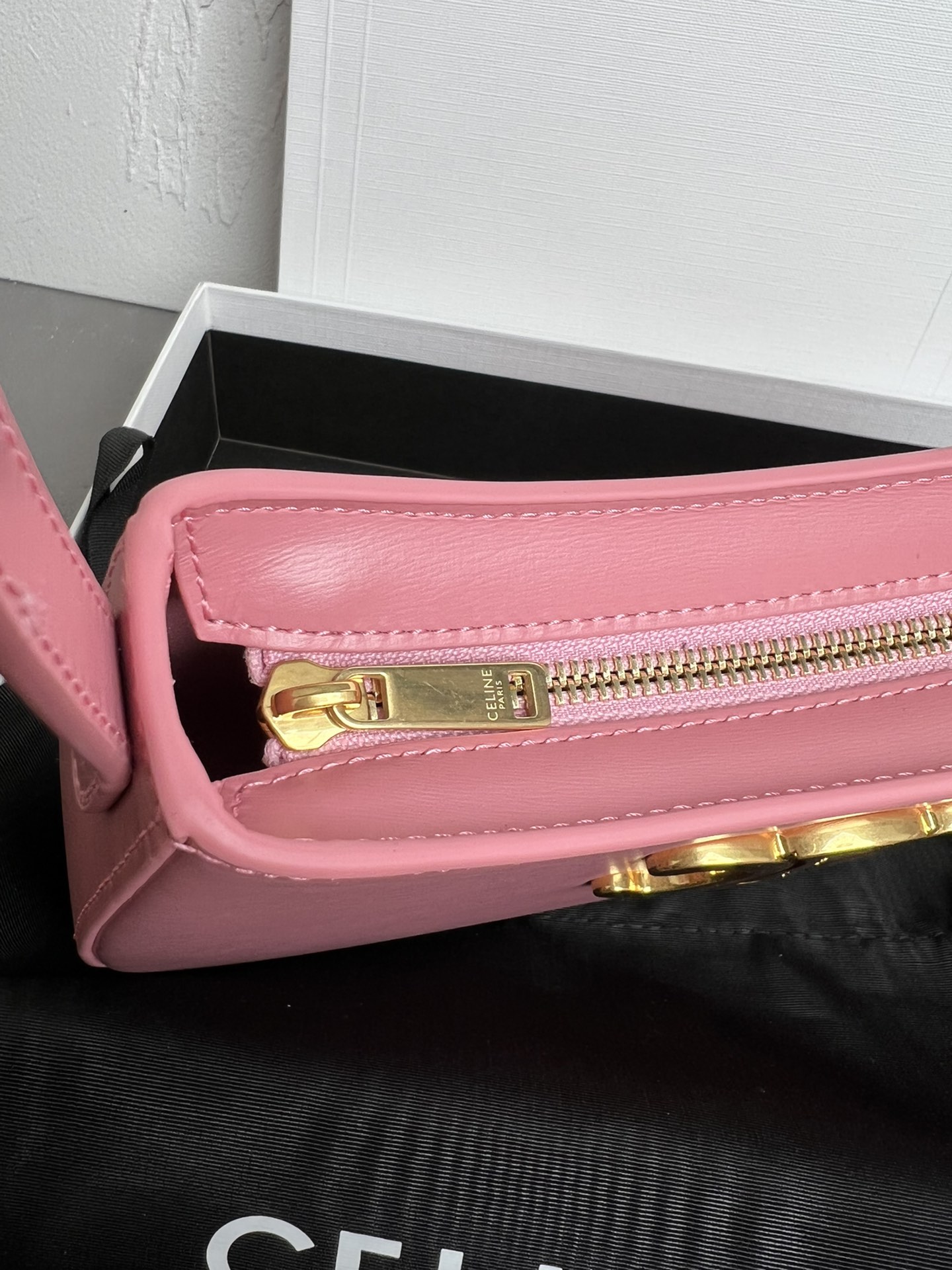 Celine Medium Tilly Bag In Shiny Calfskin Pink