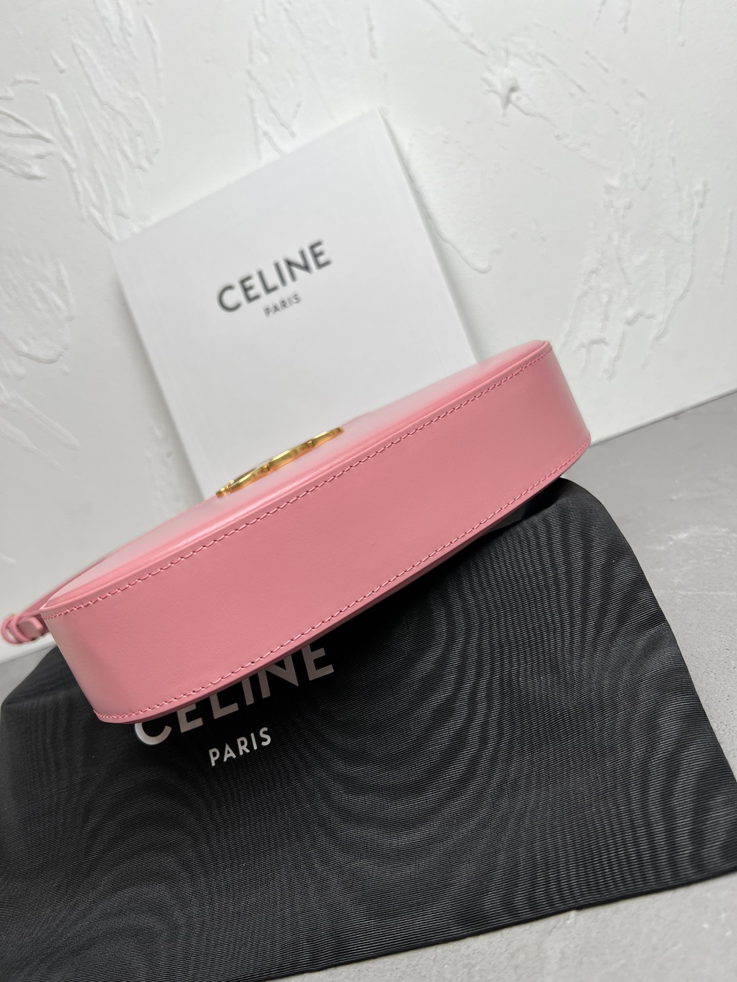 Celine Medium Tilly Bag In Shiny Calfskin Pink