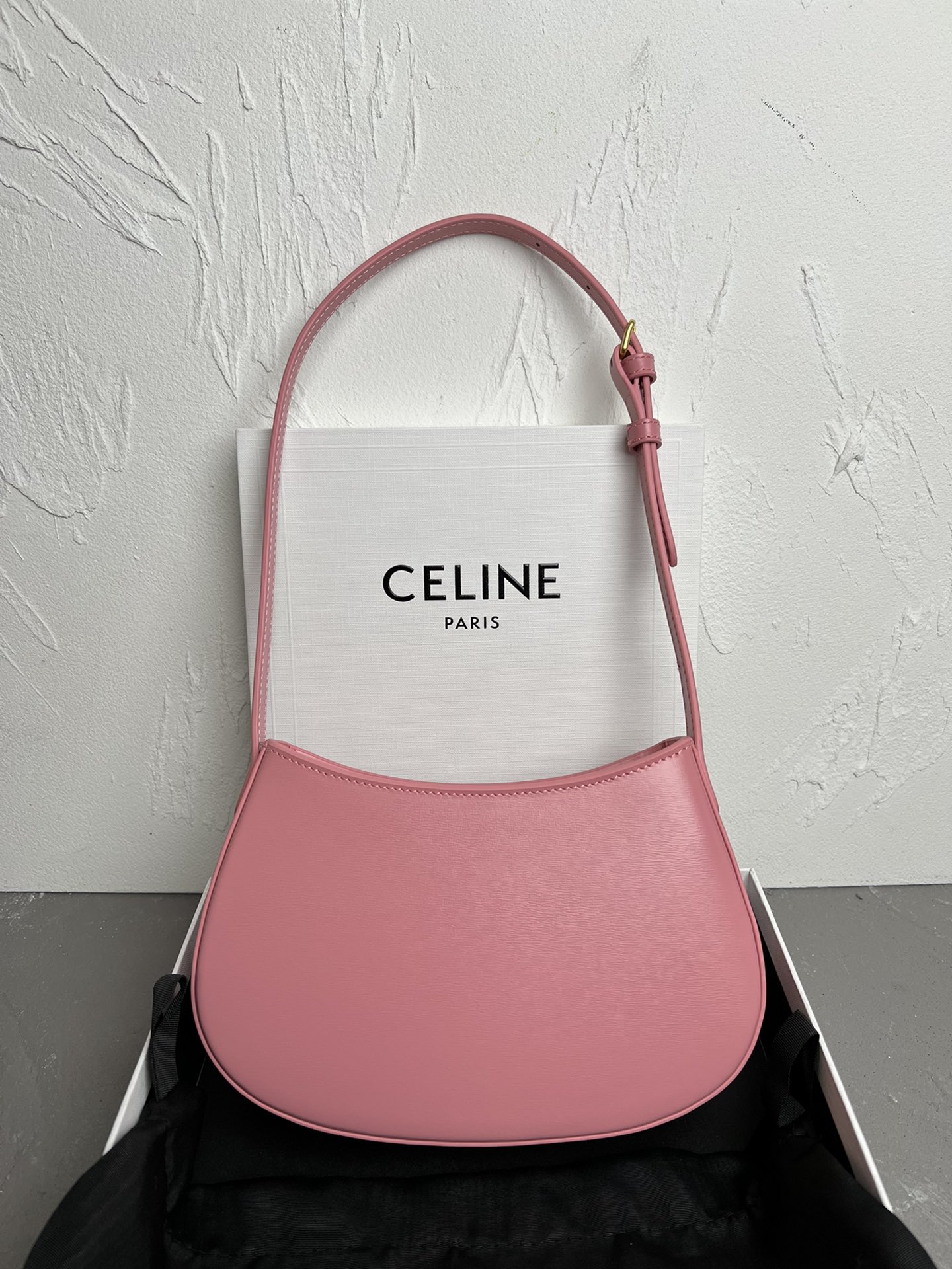 Celine Medium Tilly Bag In Shiny Calfskin Pink