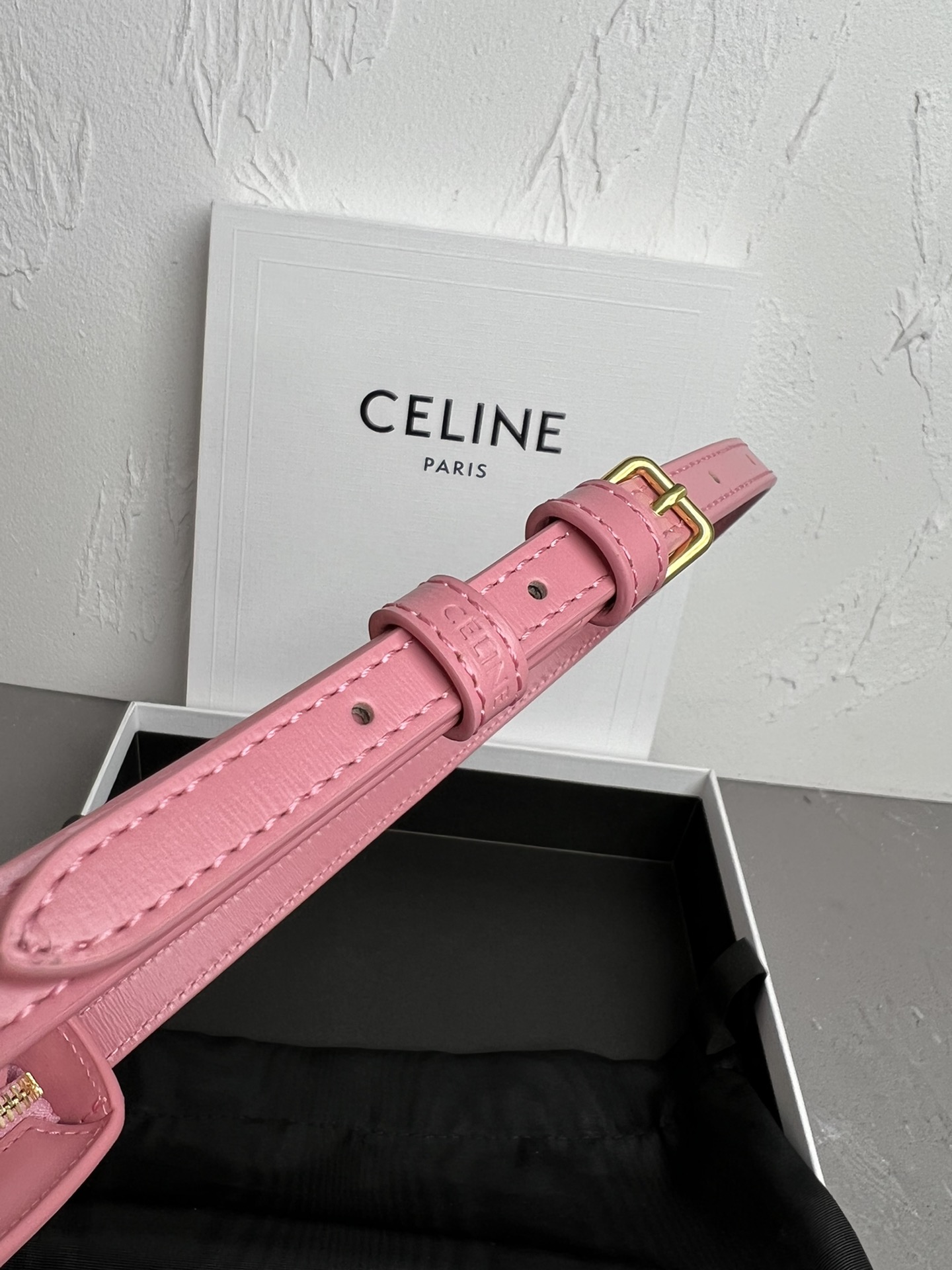 Celine Medium Tilly Bag In Shiny Calfskin Pink