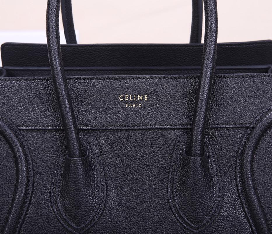 Celine Micro Luggage Handbag In Satinated Natural Calfskin Black