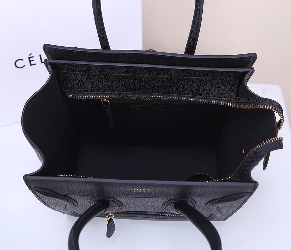 Celine Micro Luggage Handbag In Satinated Natural Calfskin Black