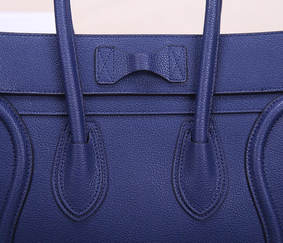 Celine Micro Luggage Handbag In Satinated Natural Calfskin Blue