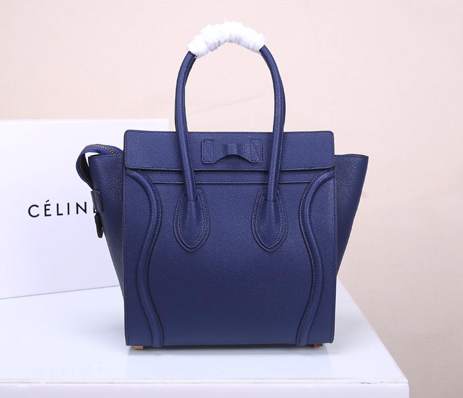 Celine Micro Luggage Handbag In Satinated Natural Calfskin Blue