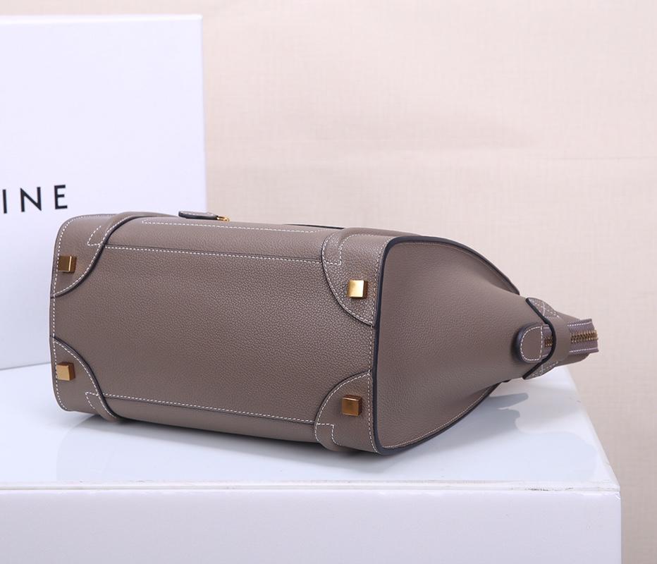 Celine Micro Luggage Handbag In Satinated Natural Calfskin Grey