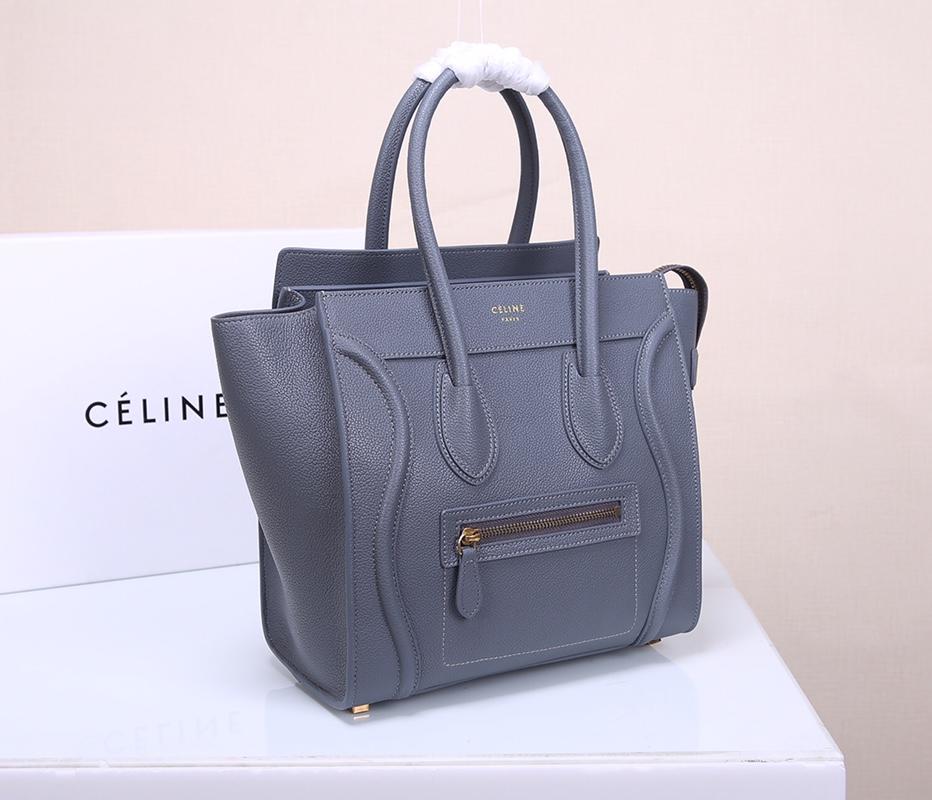 Celine Micro Luggage Handbag In Satinated Natural Calfskin Light Blue