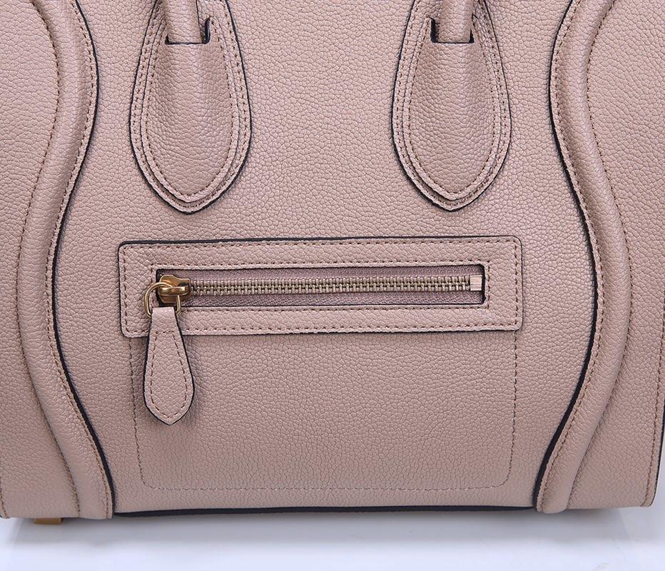 Celine Micro Luggage Handbag In Satinated Natural Calfskin Light Grey