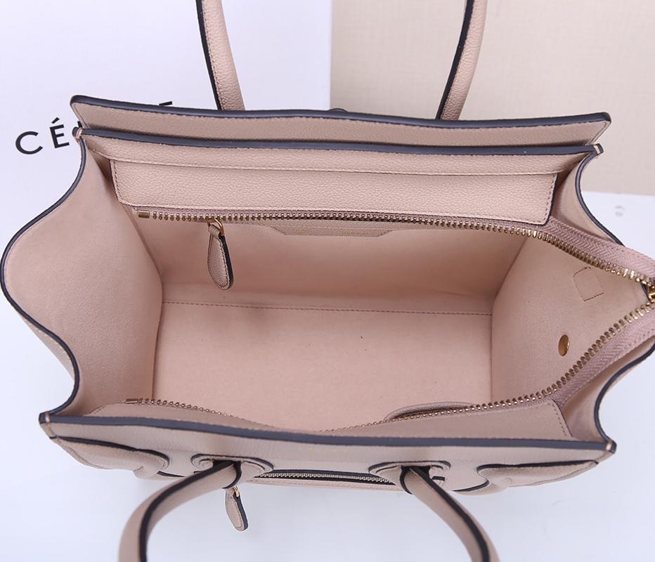 Celine Micro Luggage Handbag In Satinated Natural Calfskin Light Grey