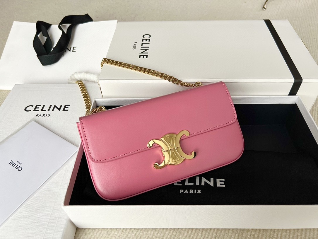 Celine New Triomphe Mini Shoulder Bag Calfskin Pink