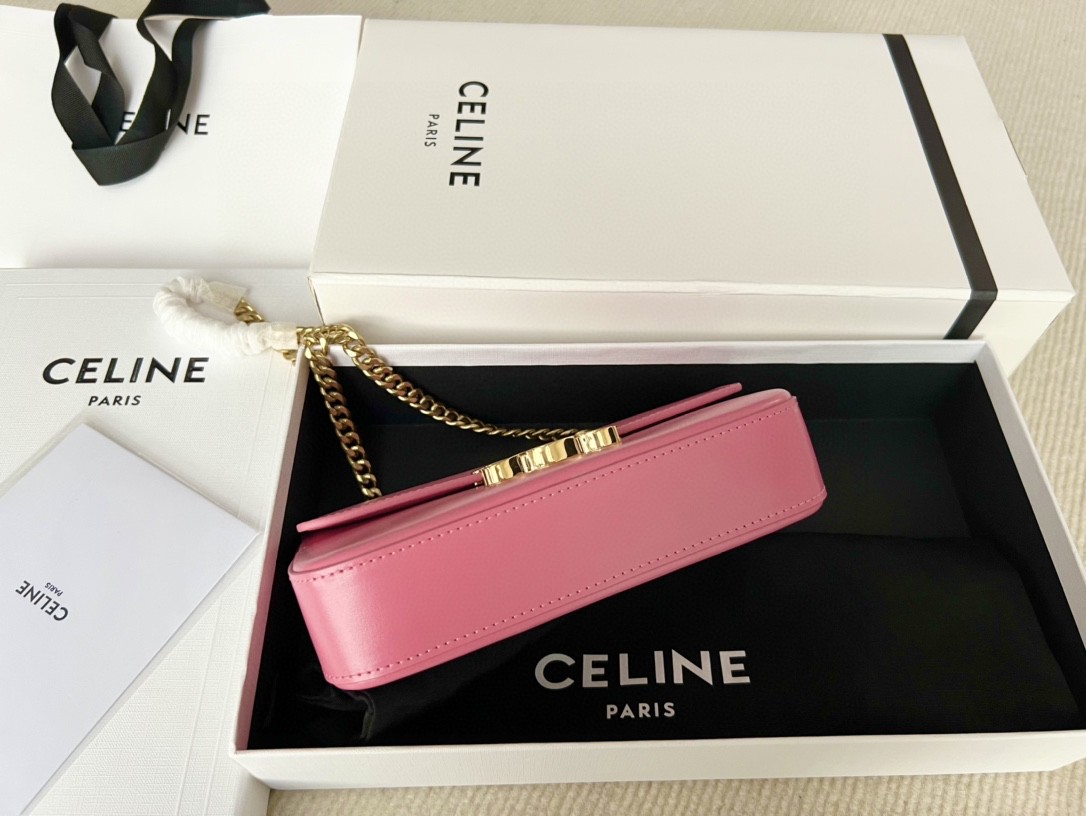 Celine New Triomphe Mini Shoulder Bag Calfskin Pink