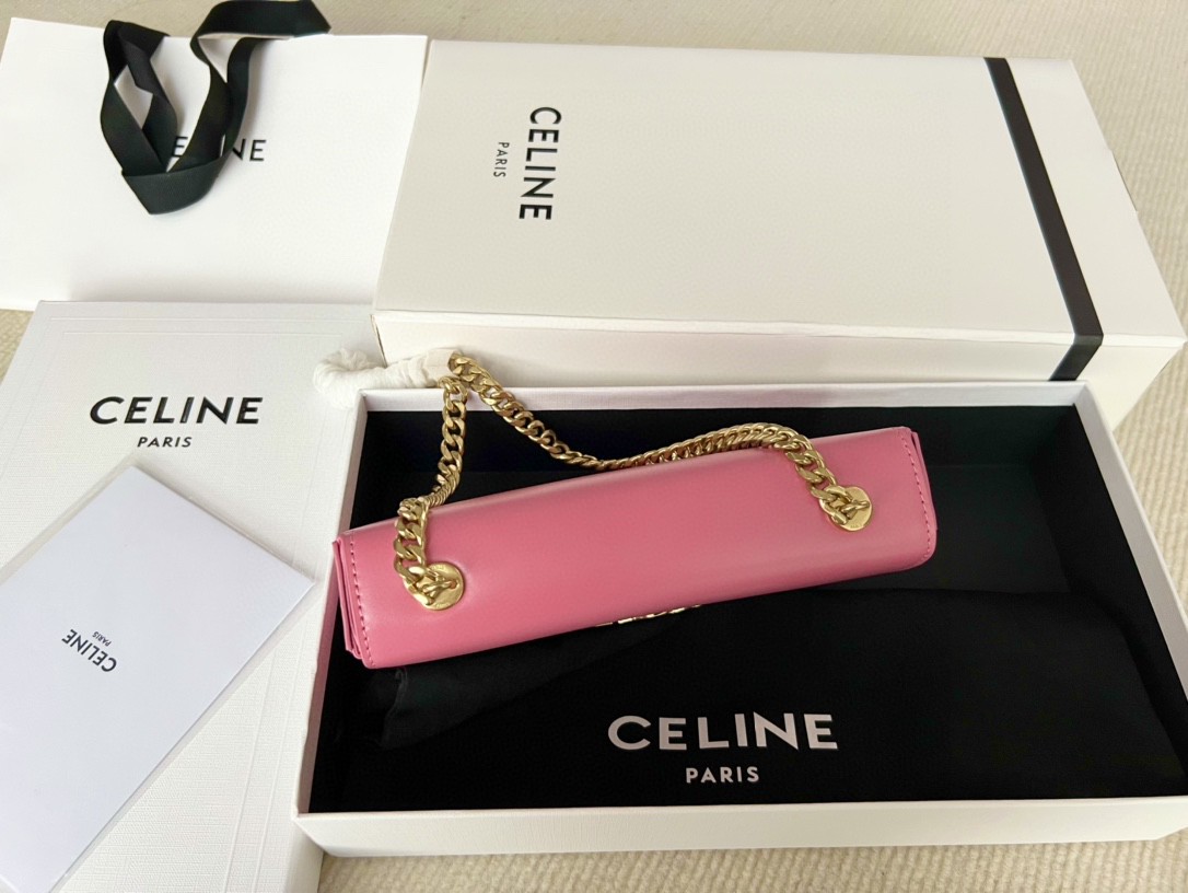 Celine New Triomphe Mini Shoulder Bag Calfskin Pink