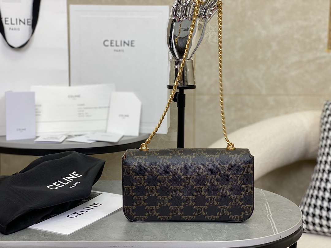 Celine Shoulder Bag in Triomphe  Canvas and Calfskin Tan