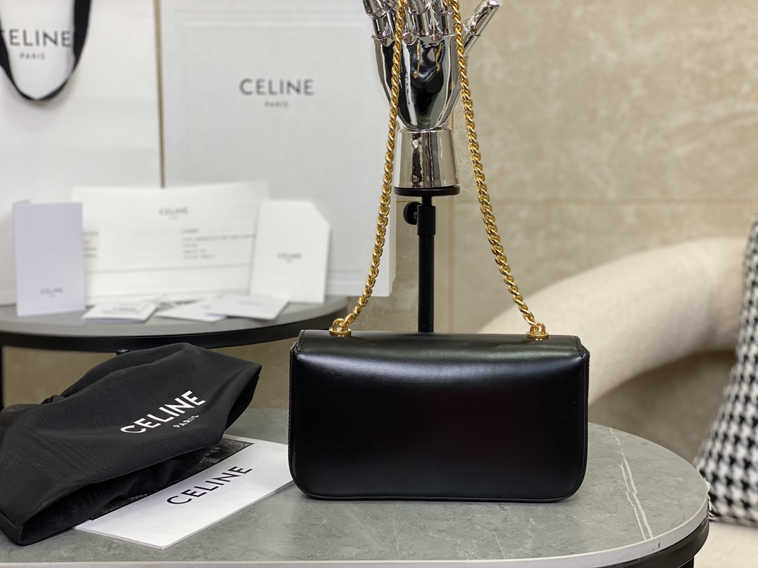 Celine Shoulder Bag in Triomphe Black Calfskin