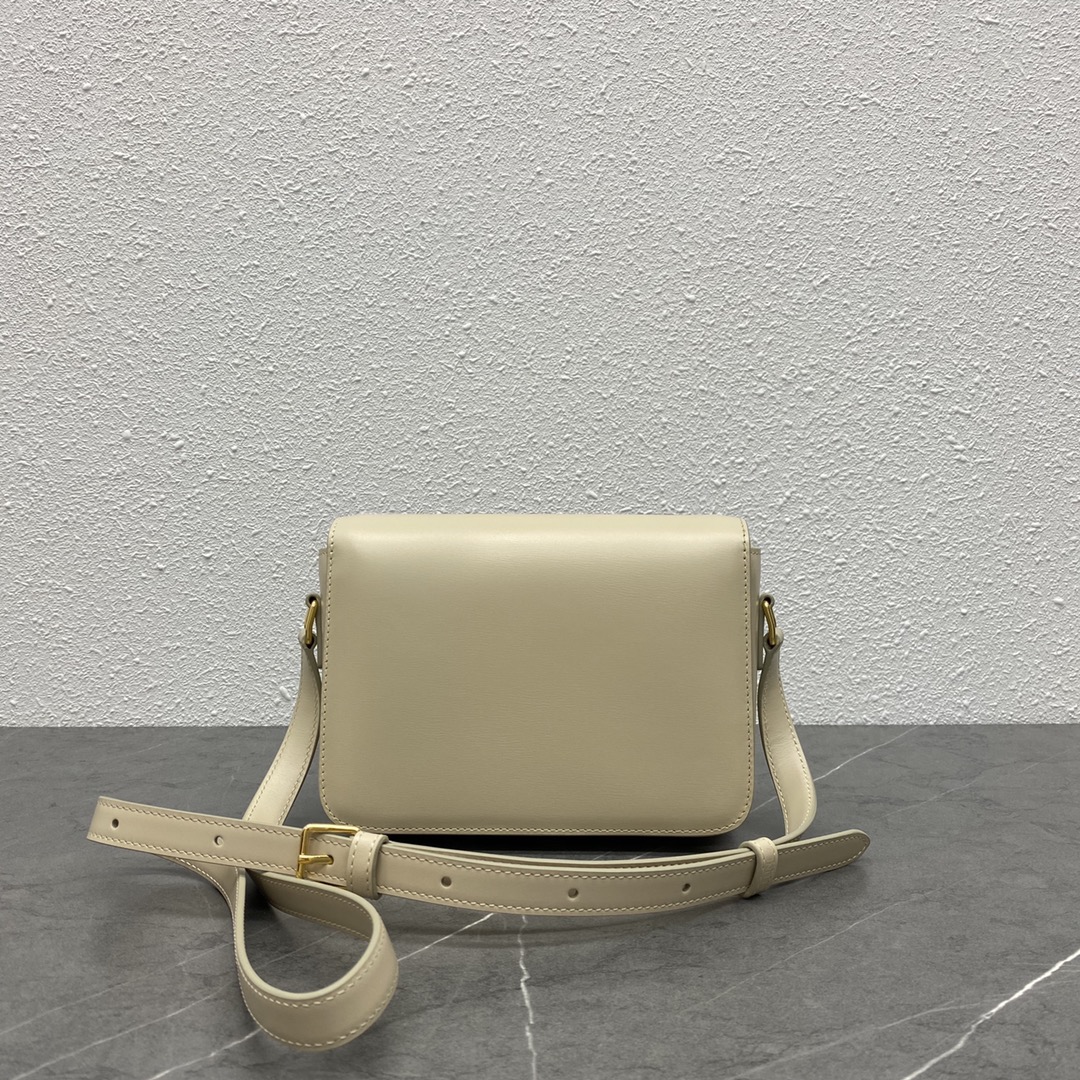 Celine Small Classique Triomphe Bag In Shiny Calfskin Beige