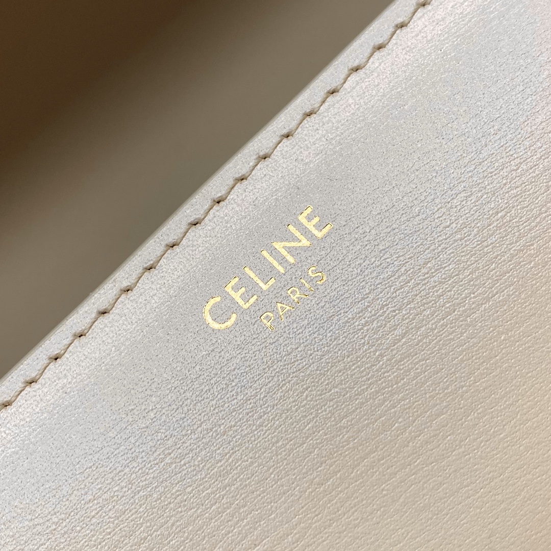 Celine Small Classique Triomphe Bag In Shiny Calfskin Beige