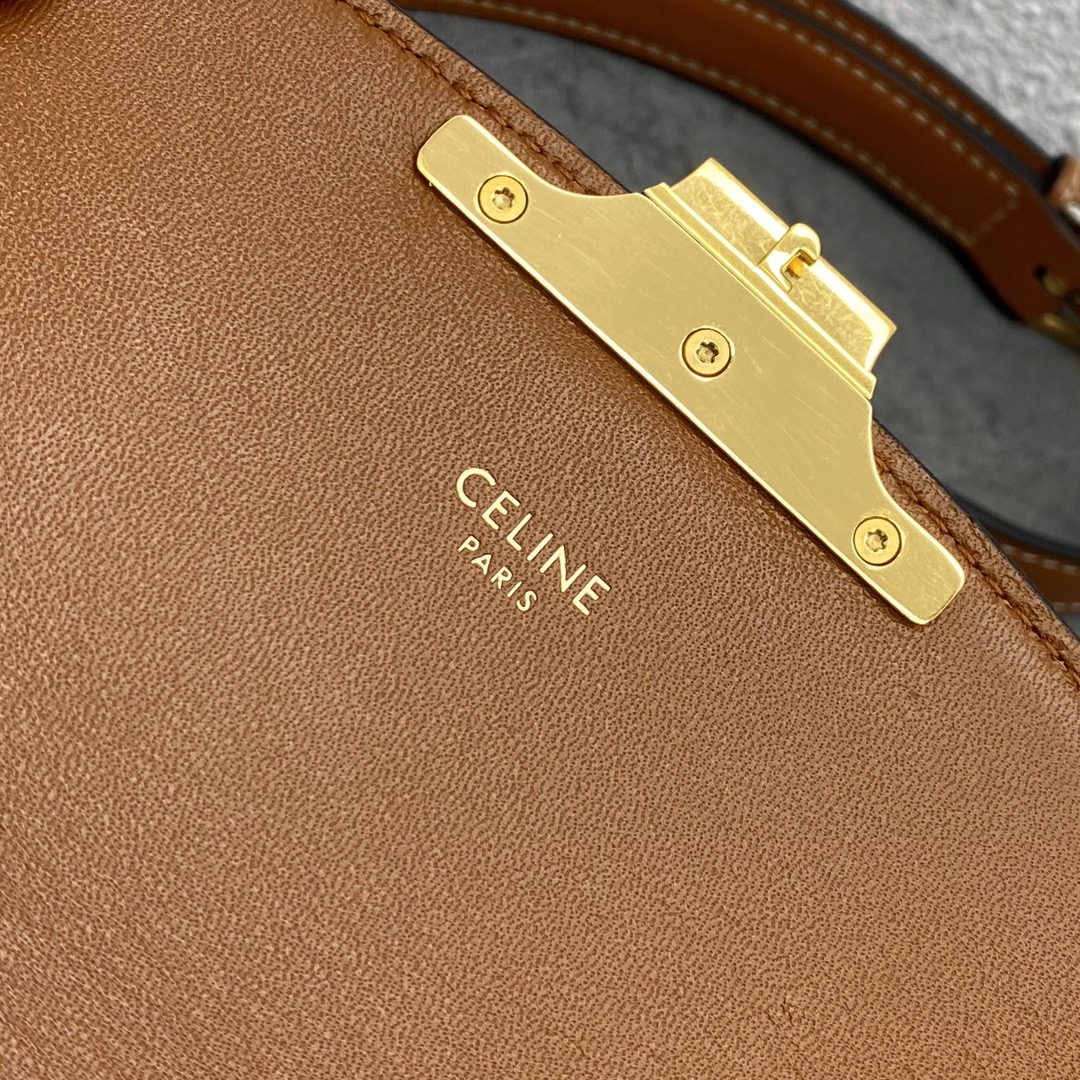 Celine Small Classique Triomphe Bag In Shiny Calfskin Tan