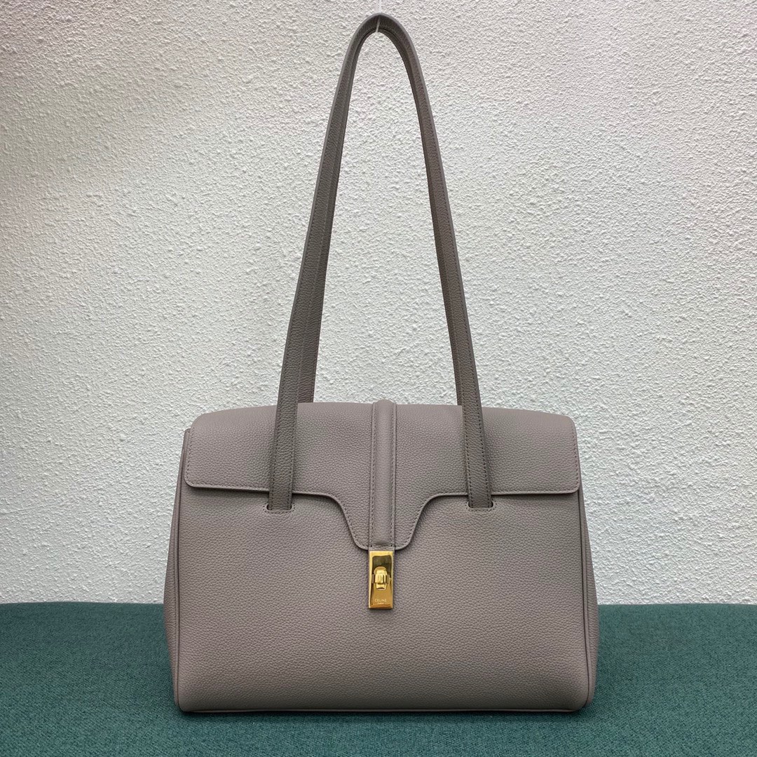 Celine Small Soft 16 Bag In Smooth Calfskin Light Gray