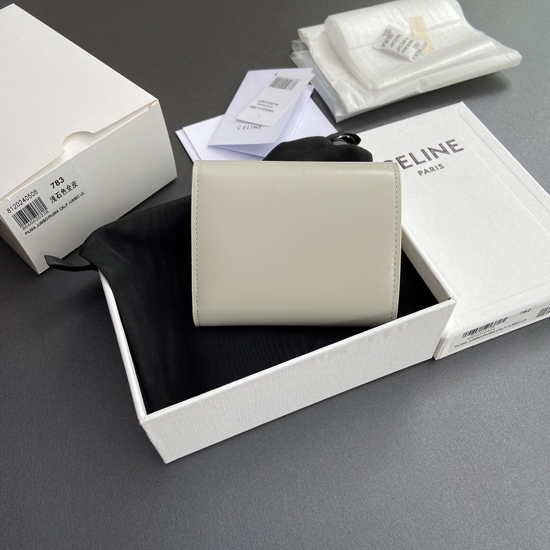 Celine Smlal Flap Wallet Triomphe in Petent Calfskin Gary
