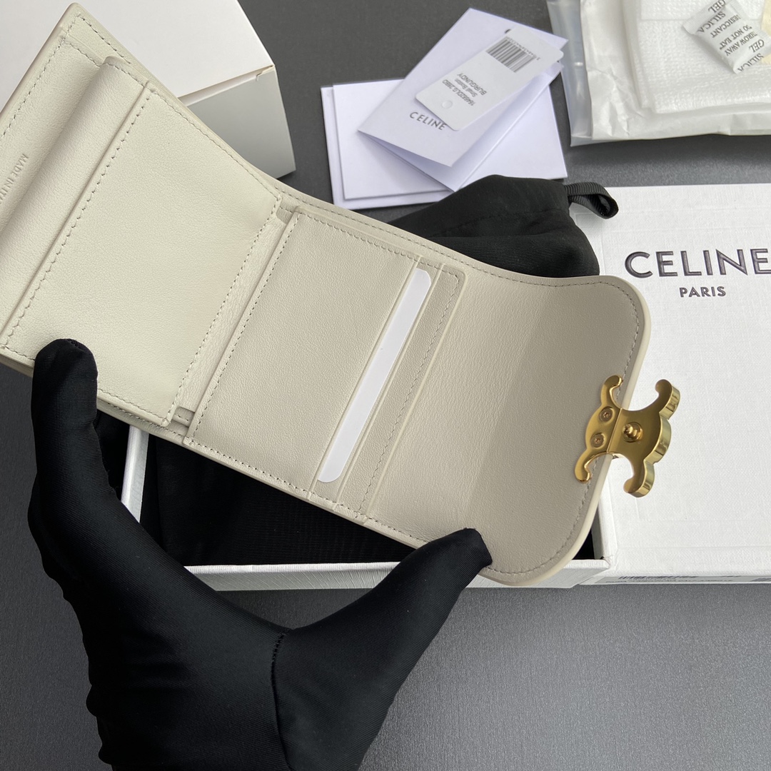 Celine Smlal Flap Wallet Triomphe in Petent Calfskin Gary