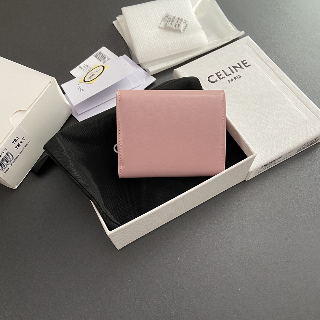 Celine Smlal Flap Wallet Triomphe in Petent Calfskin Pink