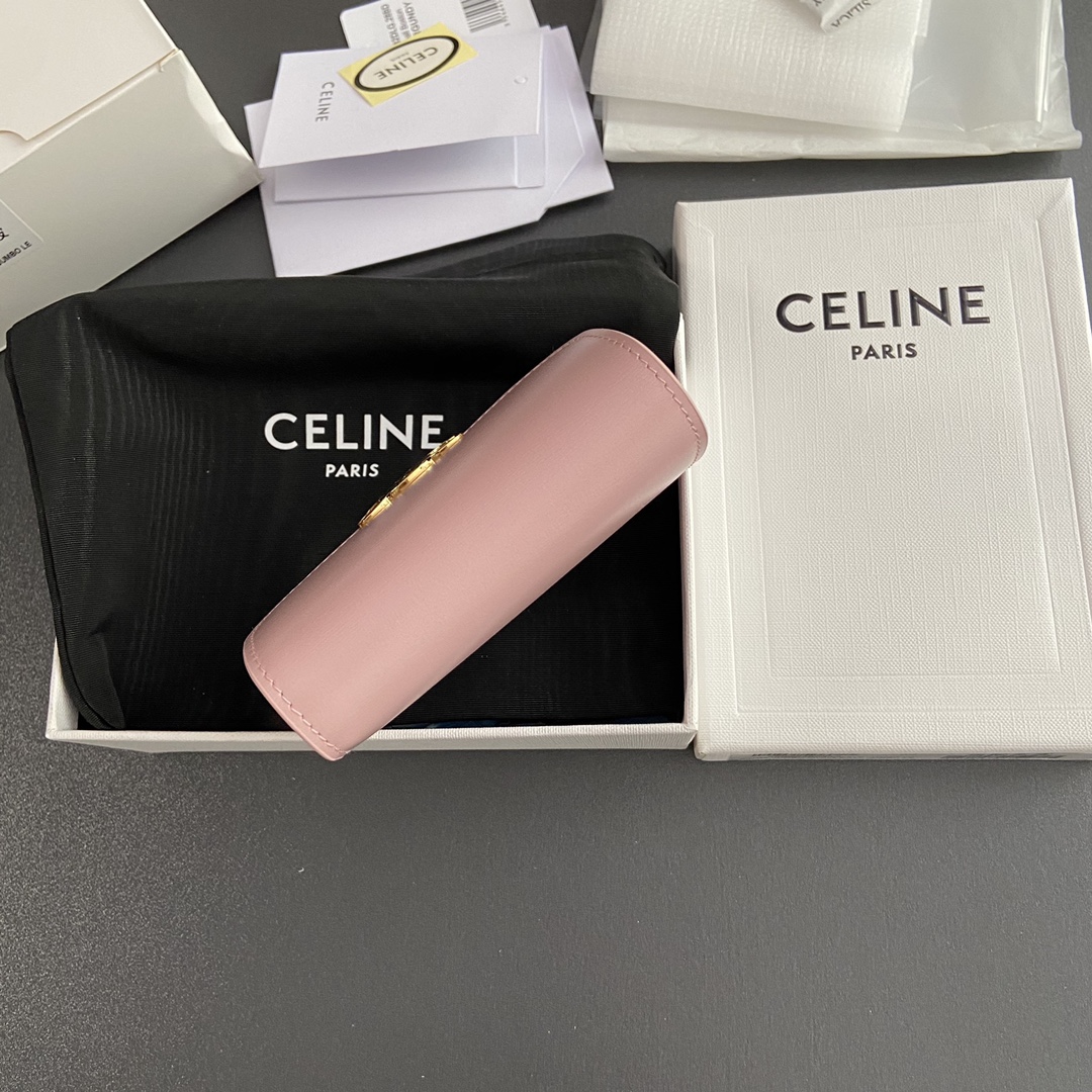 Celine Smlal Flap Wallet Triomphe in Petent Calfskin Pink