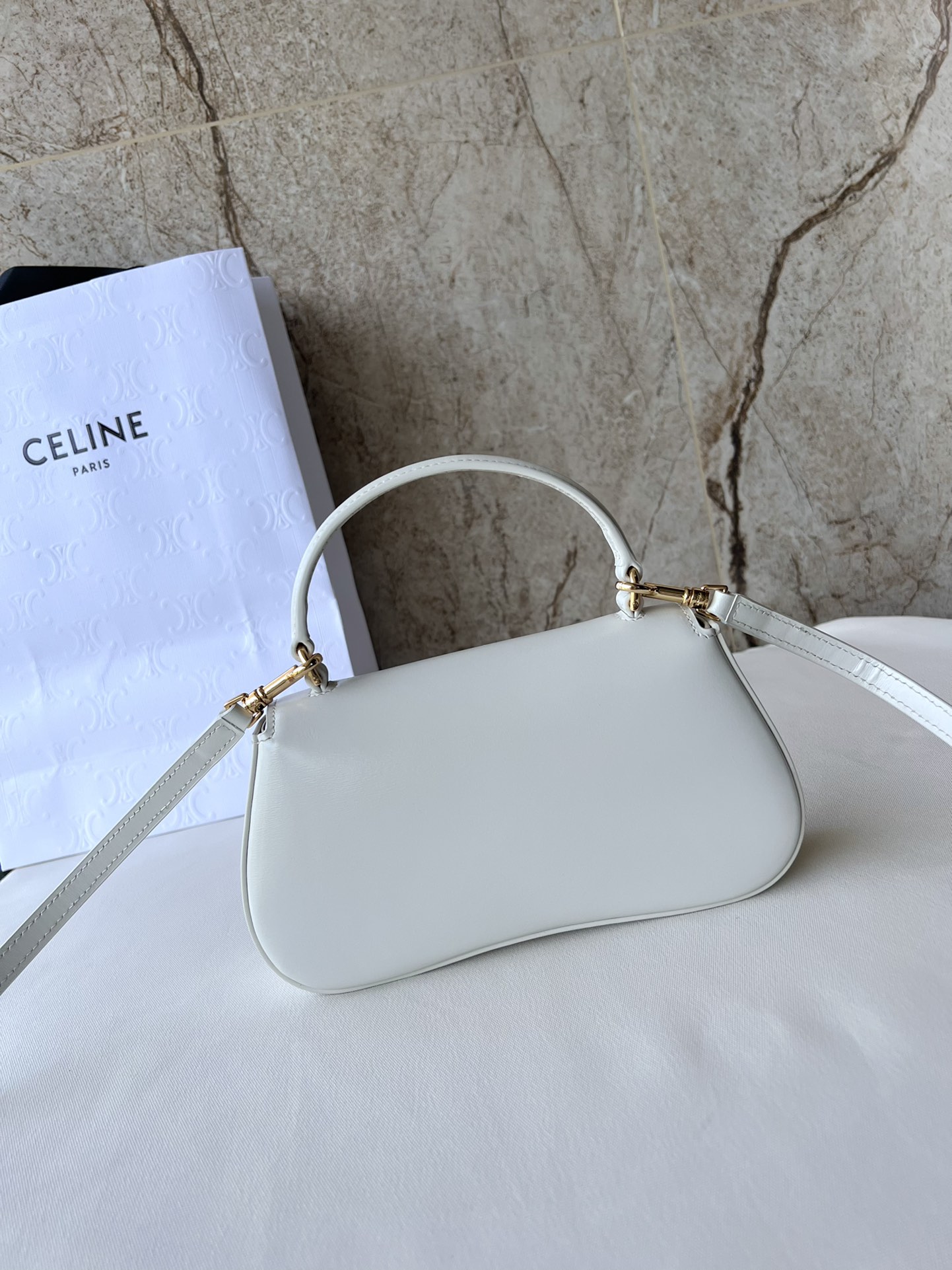 Celine Teen Lola In Shiny Calfskin White