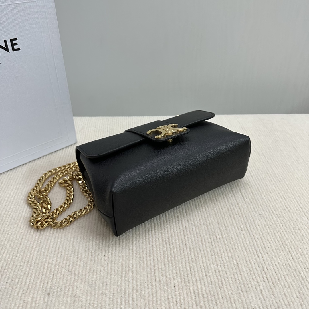 Celine Teen Victoire Bag In Supple Calfskin Black