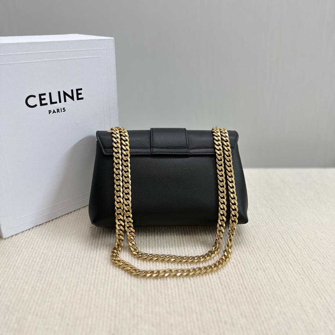 Celine Teen Victoire Bag In Supple Calfskin Black