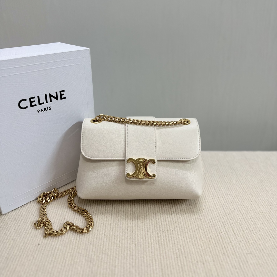 Celine Teen Victoire Bag In Supple Calfskin White