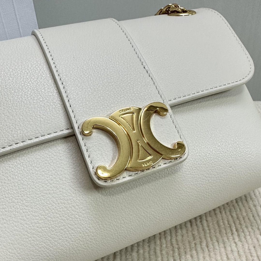 Celine Teen Victoire Bag In Supple Calfskin White