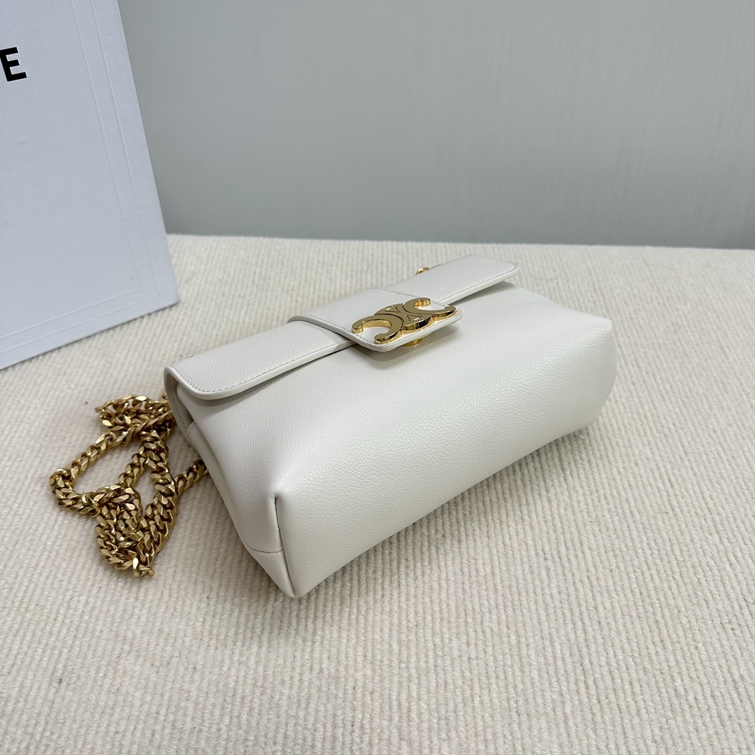 Celine Teen Victoire Bag In Supple Calfskin White