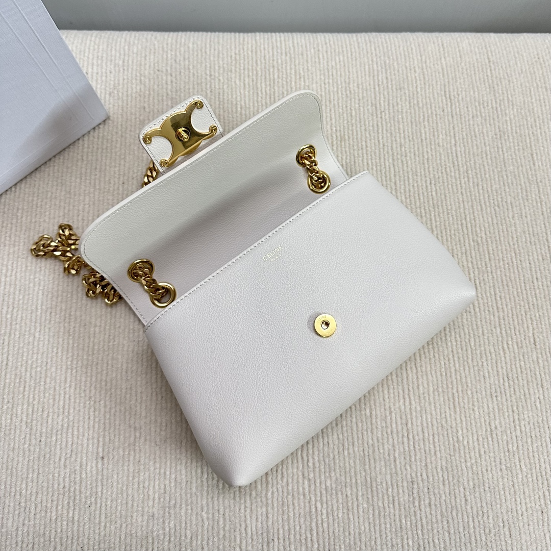 Celine Teen Victoire Bag In Supple Calfskin White