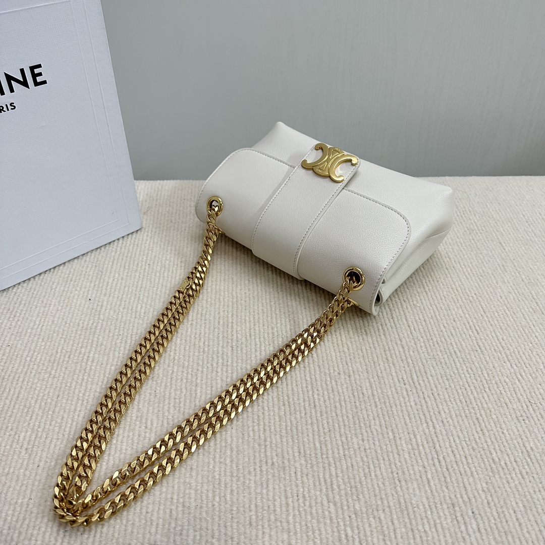 Celine Teen Victoire Bag In Supple Calfskin White