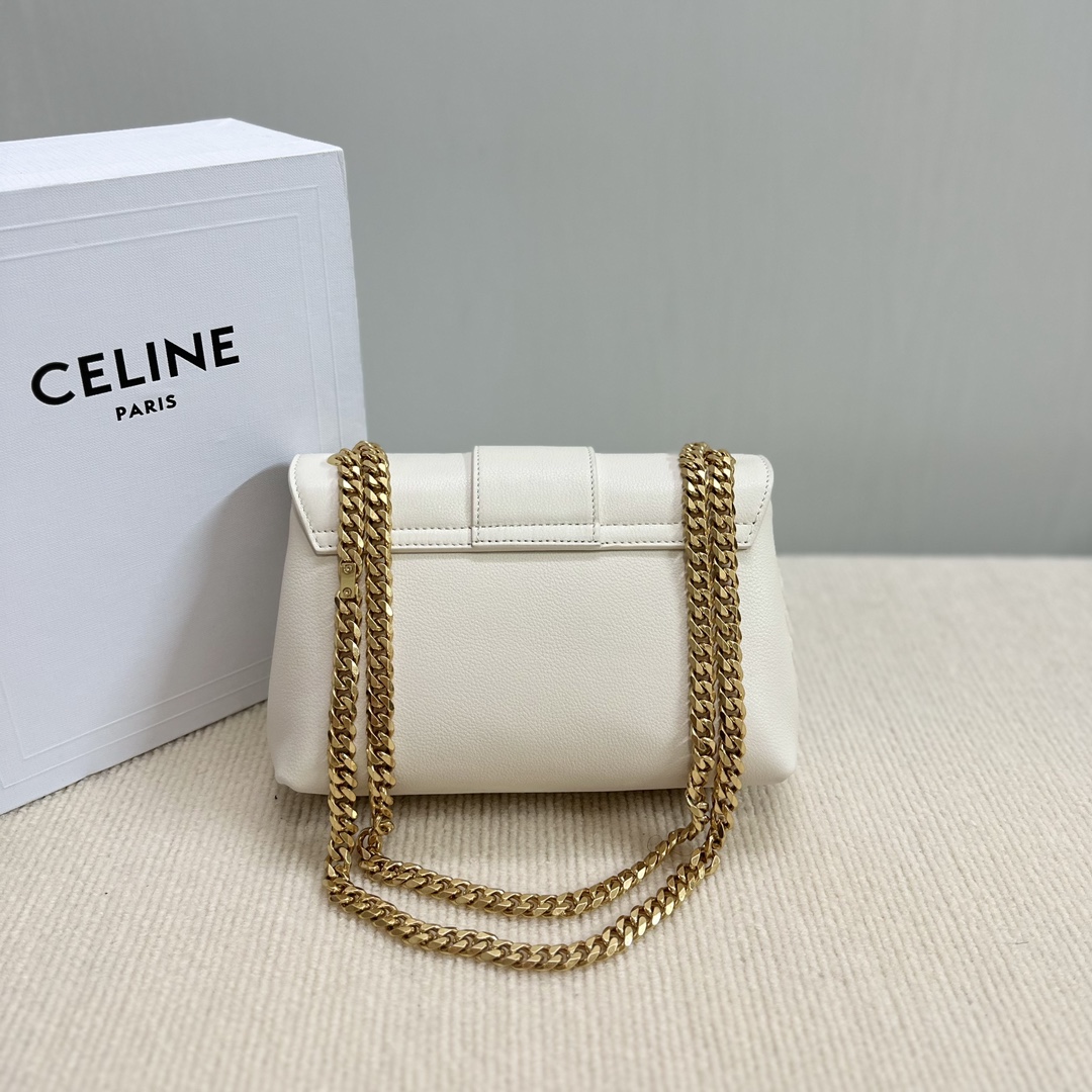 Celine Teen Victoire Bag In Supple Calfskin White