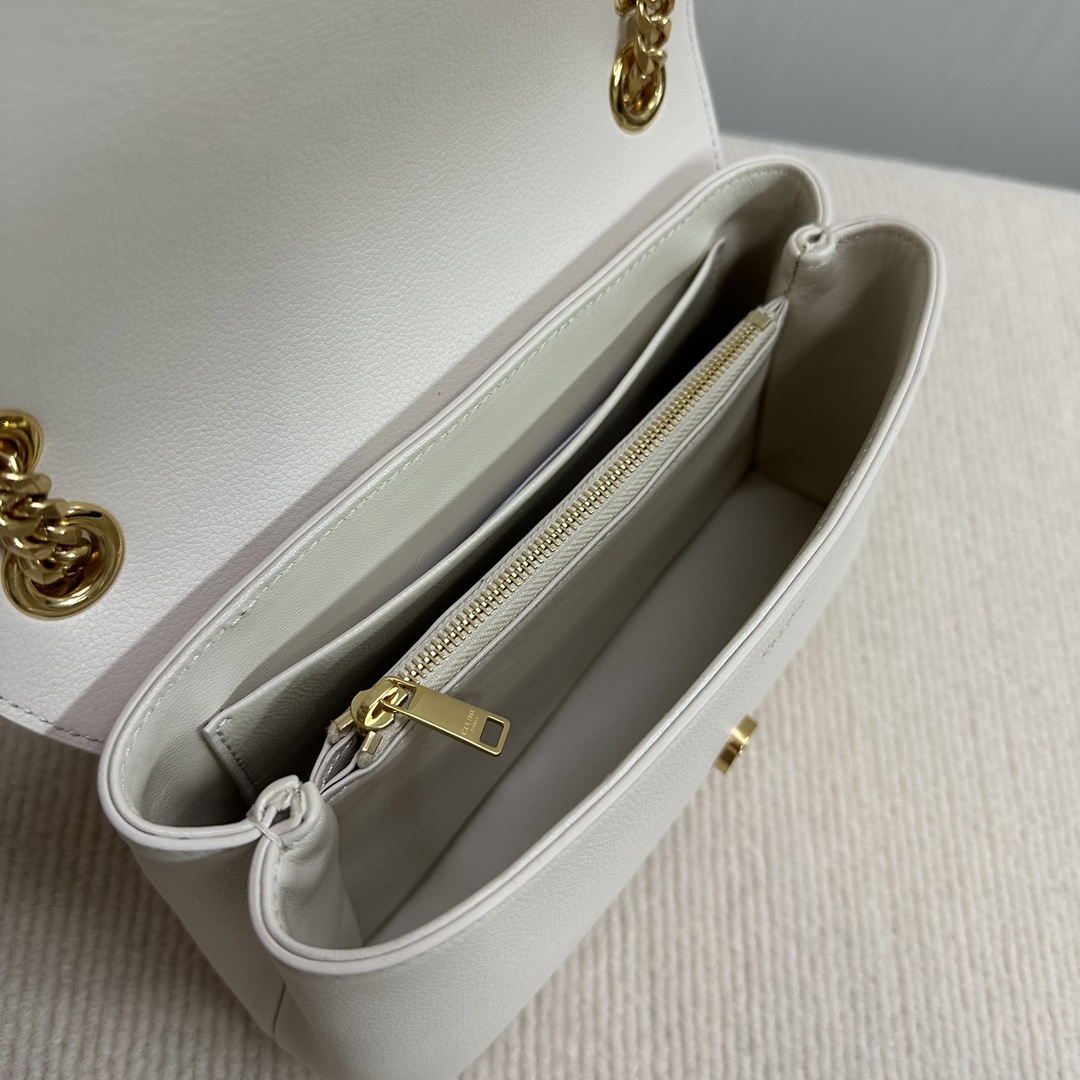 Celine Teen Victoire Bag In Supple Calfskin White