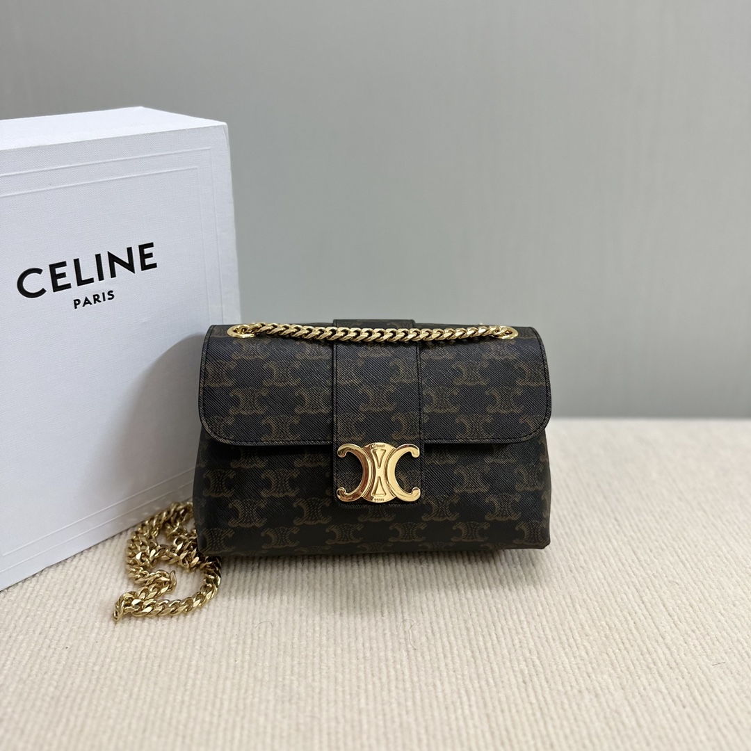 Celine Teen Victoire Bag In Triomphe Canvas Tan