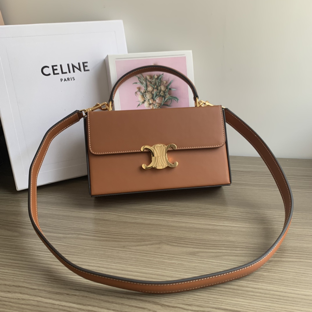 Celine Triomphe Box Top Handle Bag Real Leather