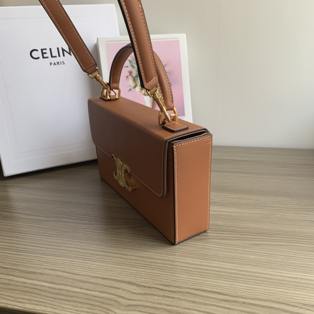 Celine Triomphe Box Top Handle Bag Real Leather