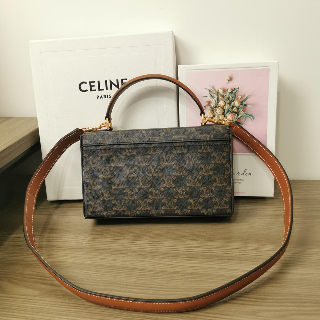 Celine Triomphe Box Top Handle Bag Triomphe Coated Canvas