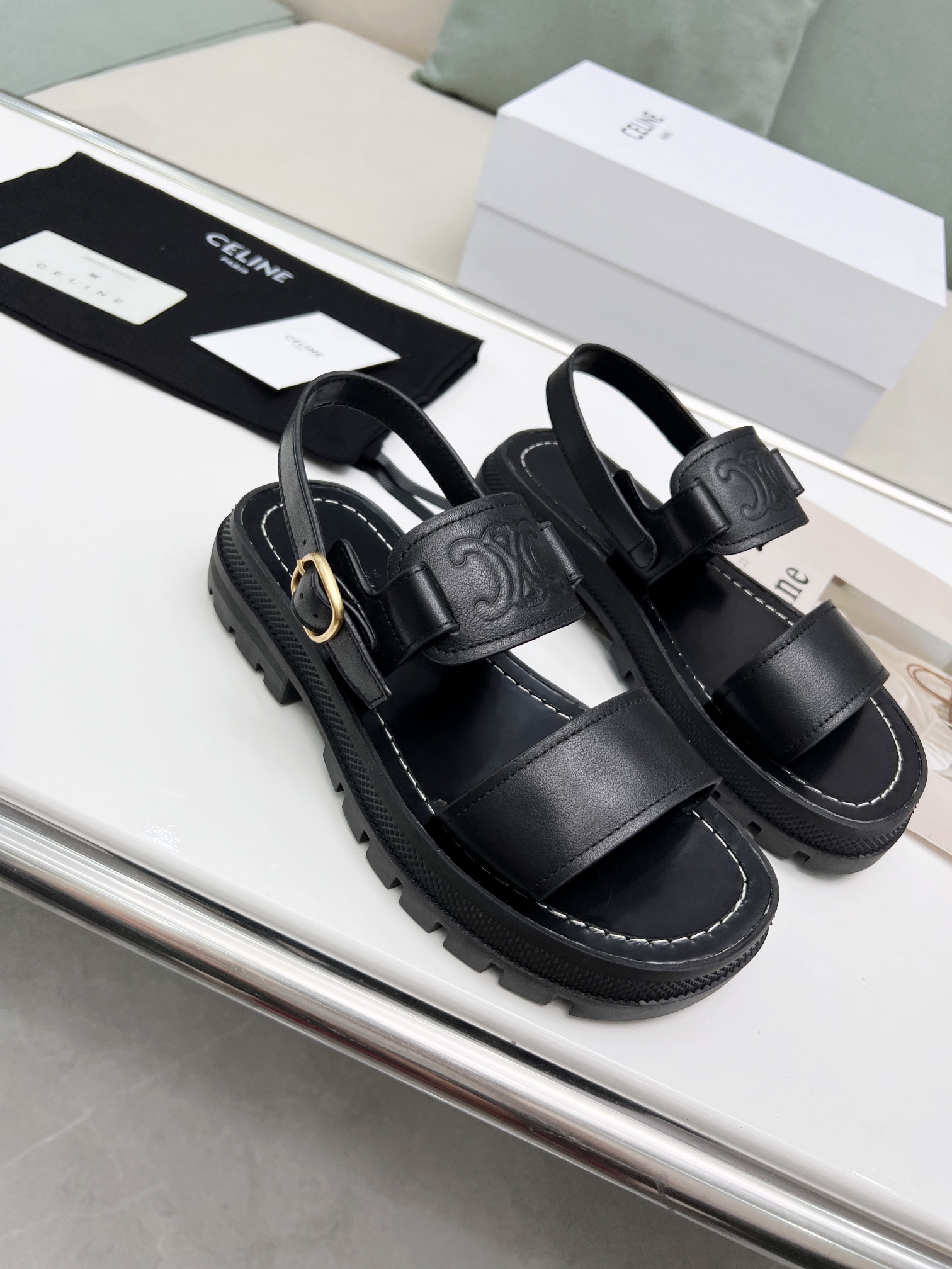 Celine Triomphe Leather Sandals-0001 35-40