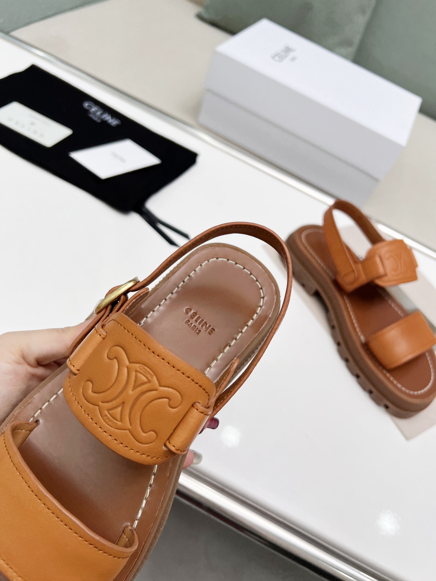 Celine Triomphe Leather Sandals-0002 35-40