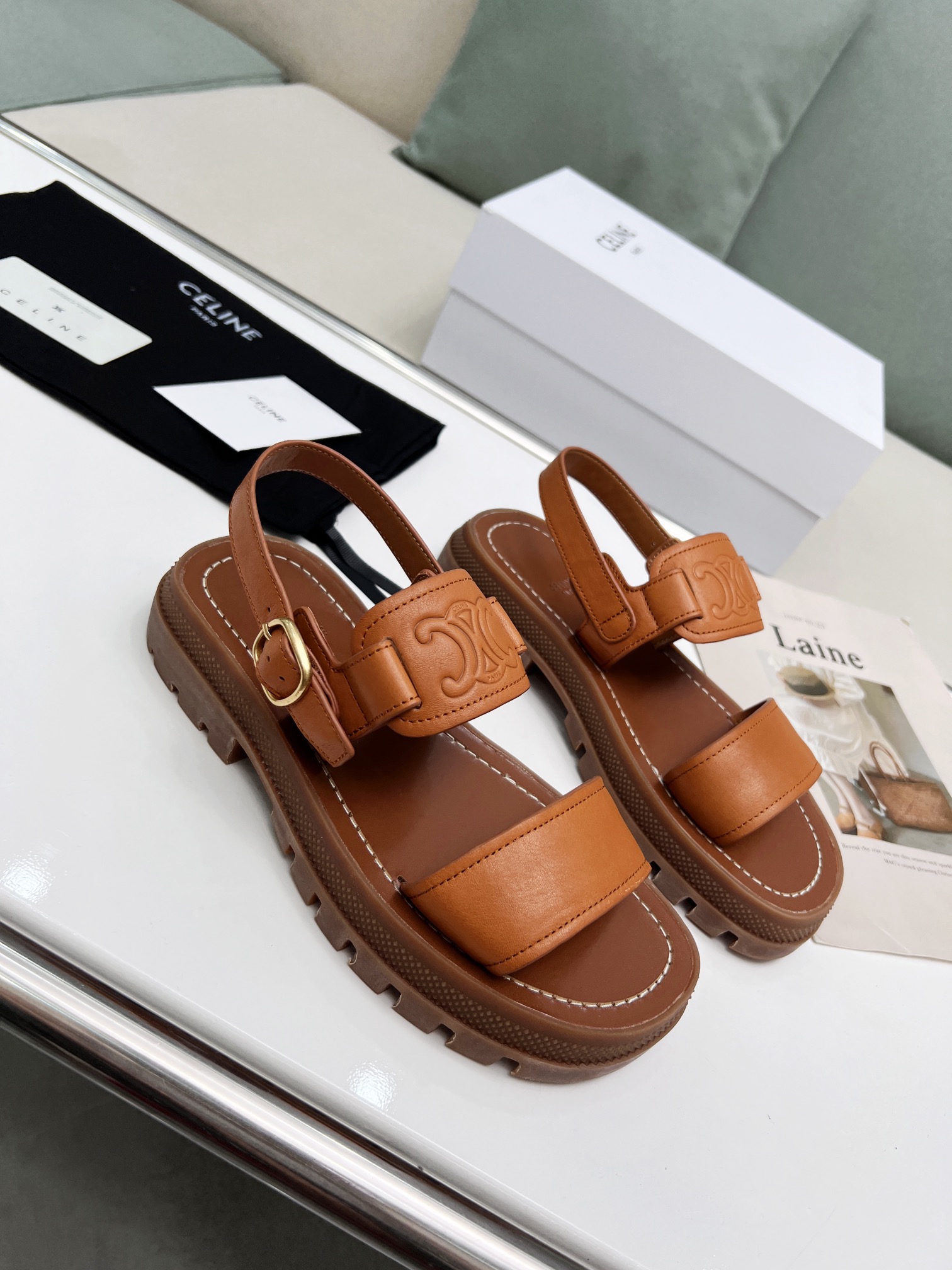 Celine Triomphe Leather Sandals-0002 35-40