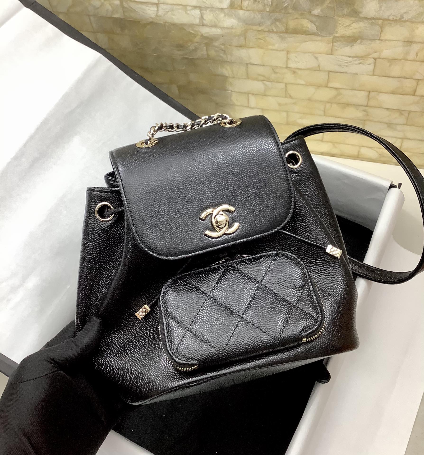 Chanel 2022 New Backpack Black Cowhide